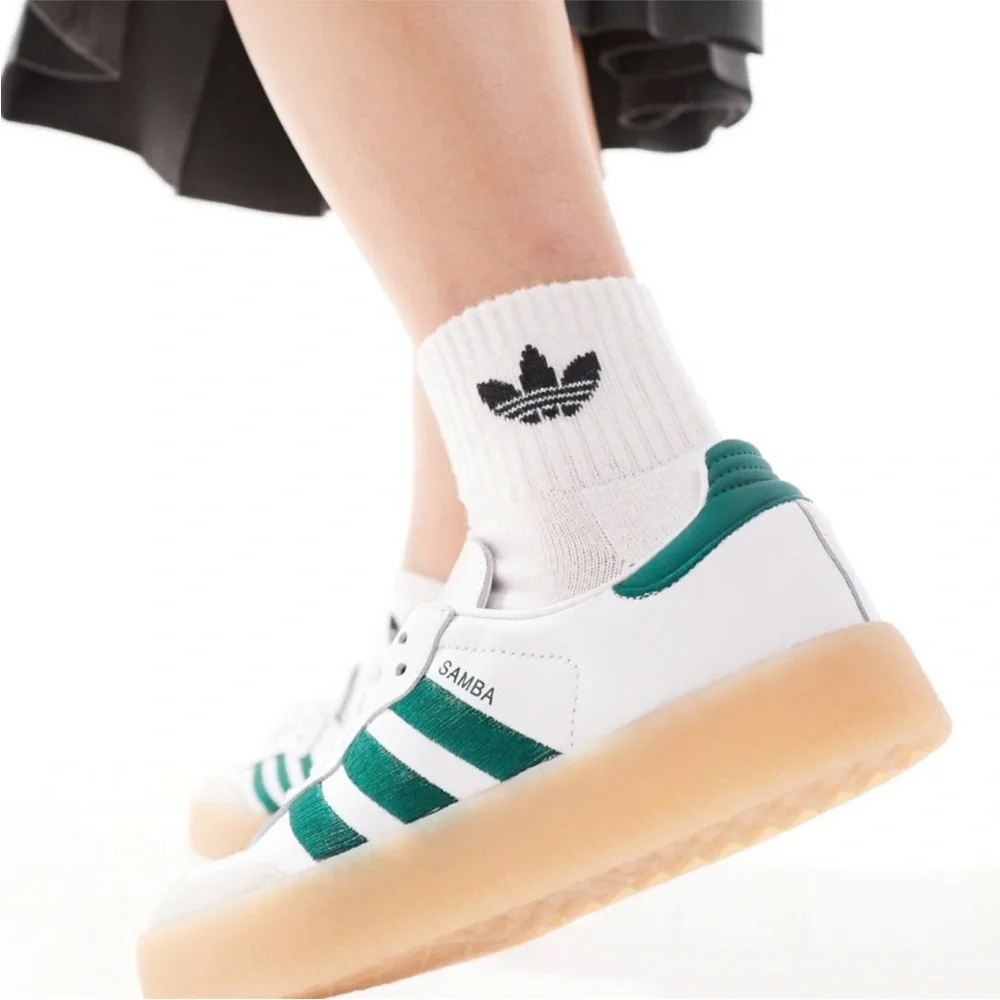 Adidas Samba White and Green Shoes Size 8.5 - Picture 2 of 13